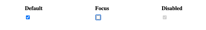 Standard-, fokussierte und deaktivierte Checkboxen in Chrome 115 auf macOS