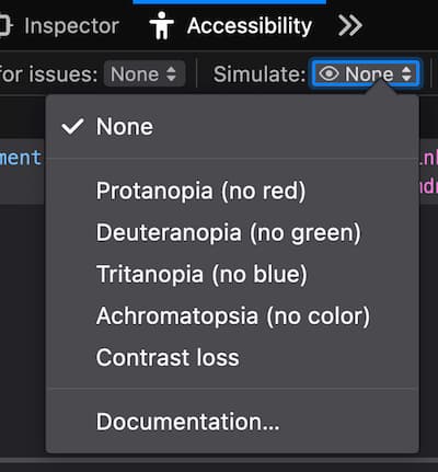 Ausschnitt der Firefox-Entwickler-Tools, der das Simulations-Popup zeigt