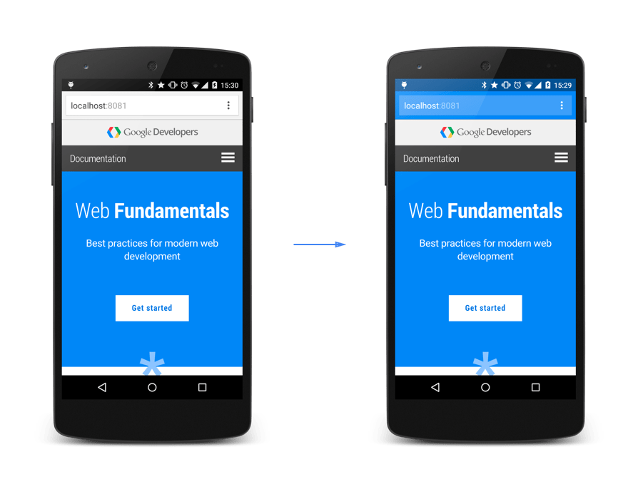 Bild, das die Wirkung von theme-color zeigt