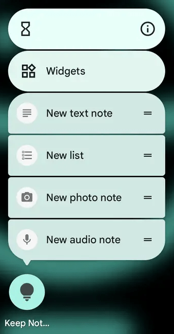Der Android-App-Launcher zeigt ein App-Symbol, das lange gedrückt wurde. Das Shortcut-Menü wird angezeigt und zeigt allgemeine Aktionen